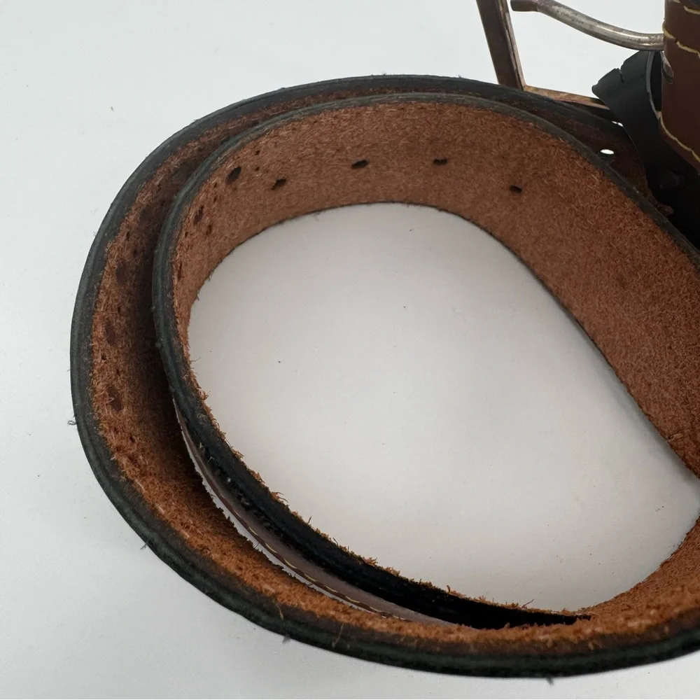 Vintage Grants Young Mens Classic Brown Leather Buckle Belt Size 30  New‎